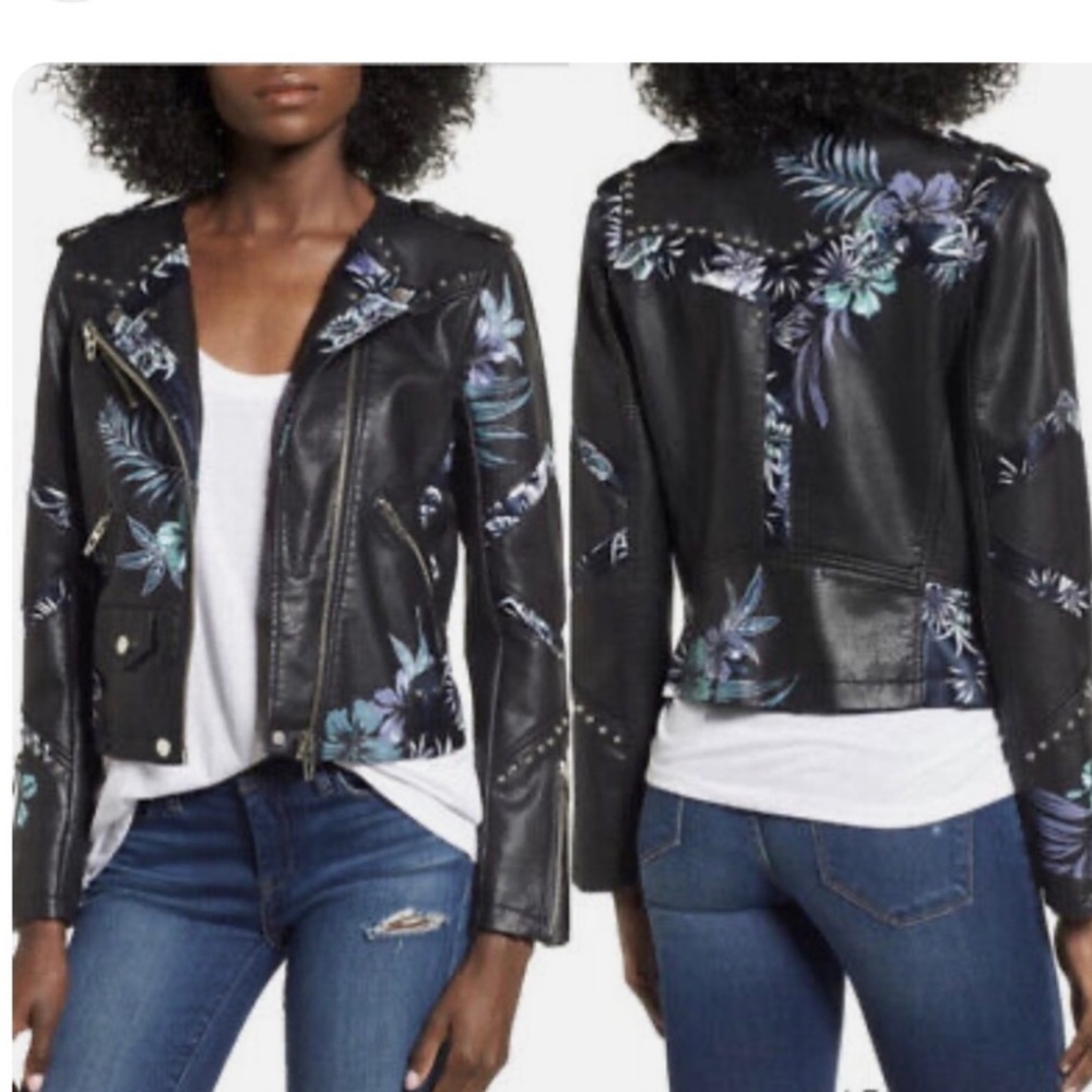 Floral leather jacket! Great quality!!